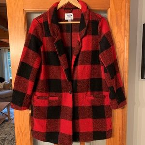 Old Navy Red and Black Checkered Oversized Jacket